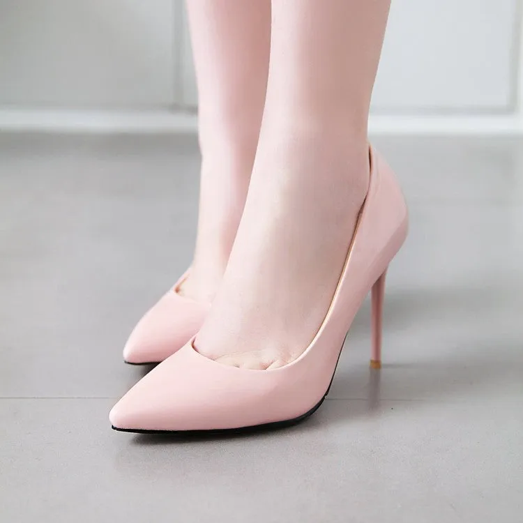 Patent Leather Pointed Toe Pumps Women High Heels Dress Shoes 5893