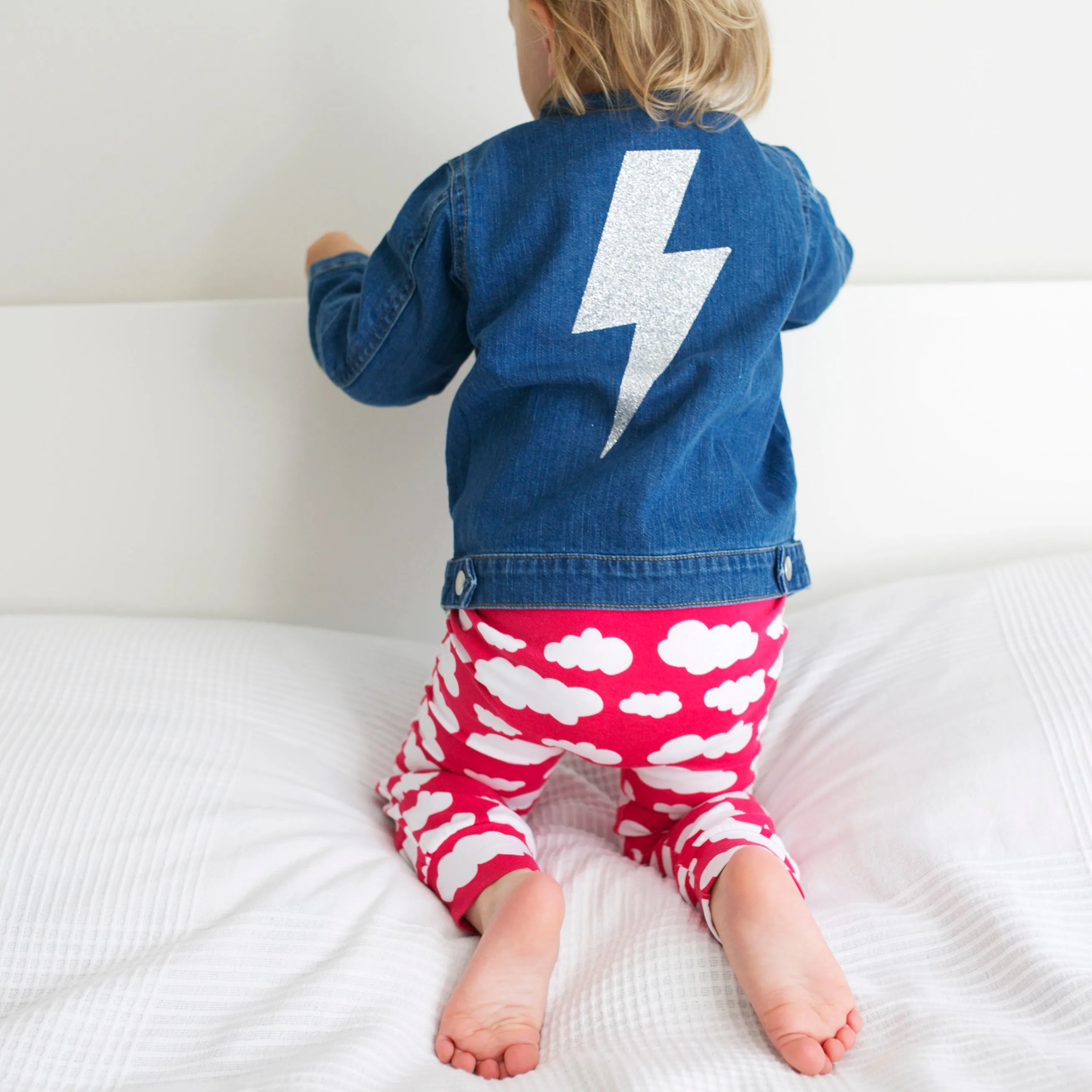 Pink Cloud Print Baby Leggings 0-6 Years