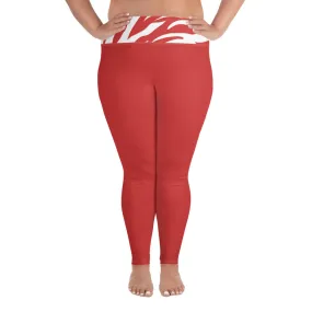 Plus Size Leggings Red and White Zebra