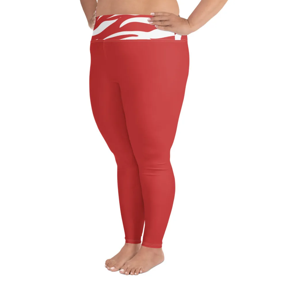 Plus Size Leggings Red and White Zebra