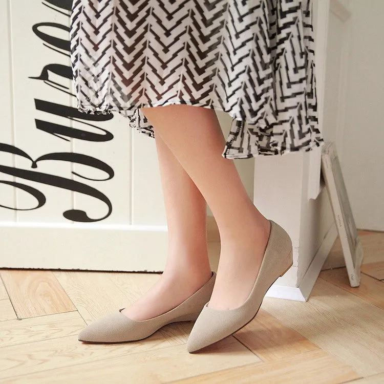 Pointed Toe Suede Women Wedges Heels Shoes 5682