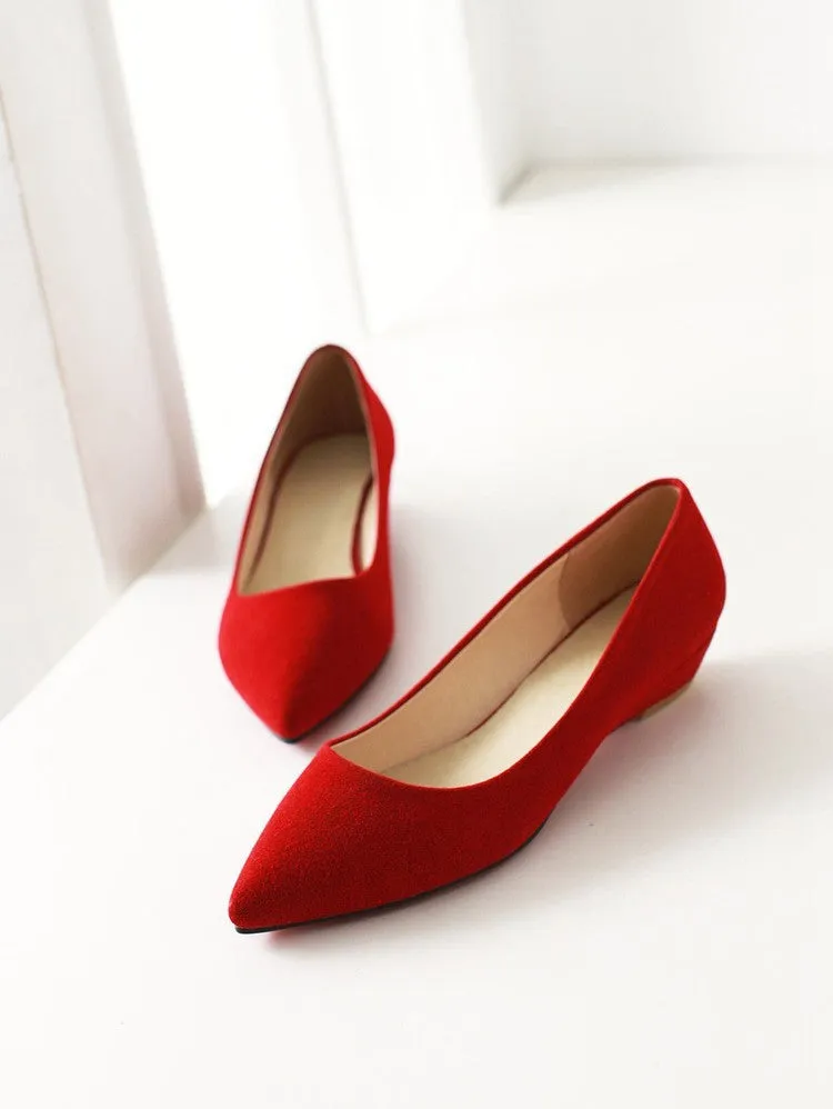 Pointed Toe Suede Women Wedges Heels Shoes 5682