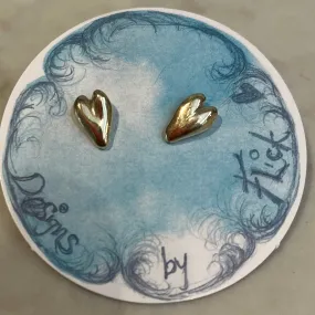 Solid gold heart studs