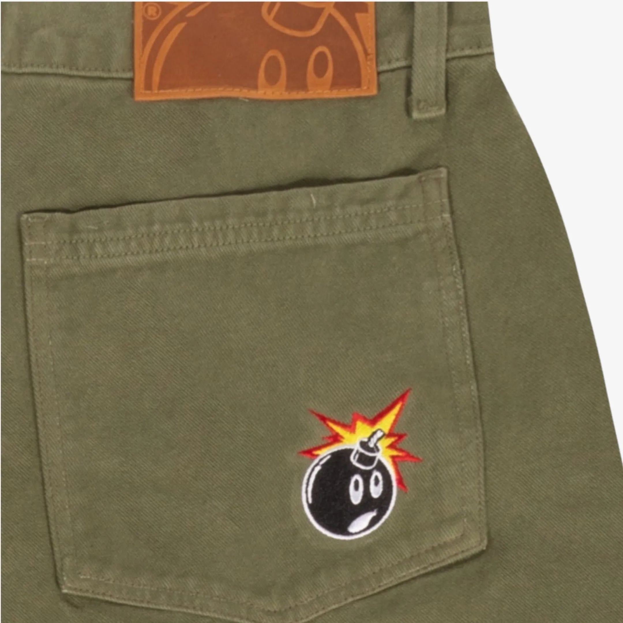 The Hundreds 'Adam Bomb' Washed Baggy Room Denim Forest Green