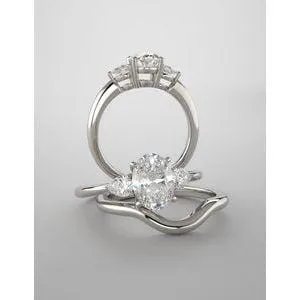 Tressa - Three Stone Prong Set Engagement Ring with Pear-shaped Side Stones - Setting only