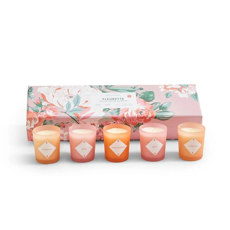 Two's Company Fleurette Set of 5 Scented Candles in Gift Box