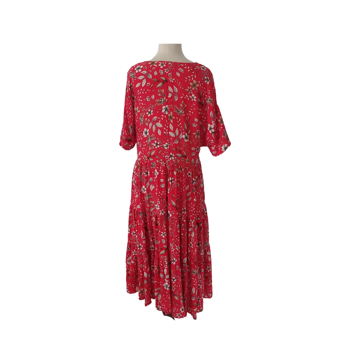 ZARA Red Printed Midi Dress | Gently Used |