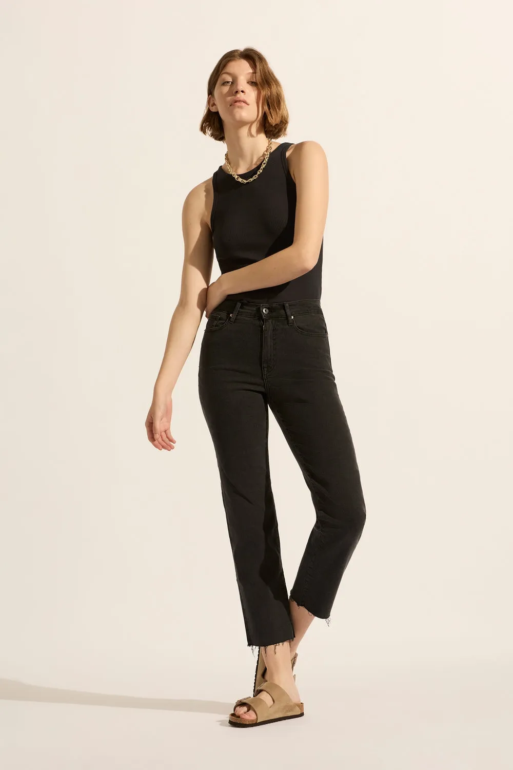 Zoe Crop High Rise Straight Jean - Ink