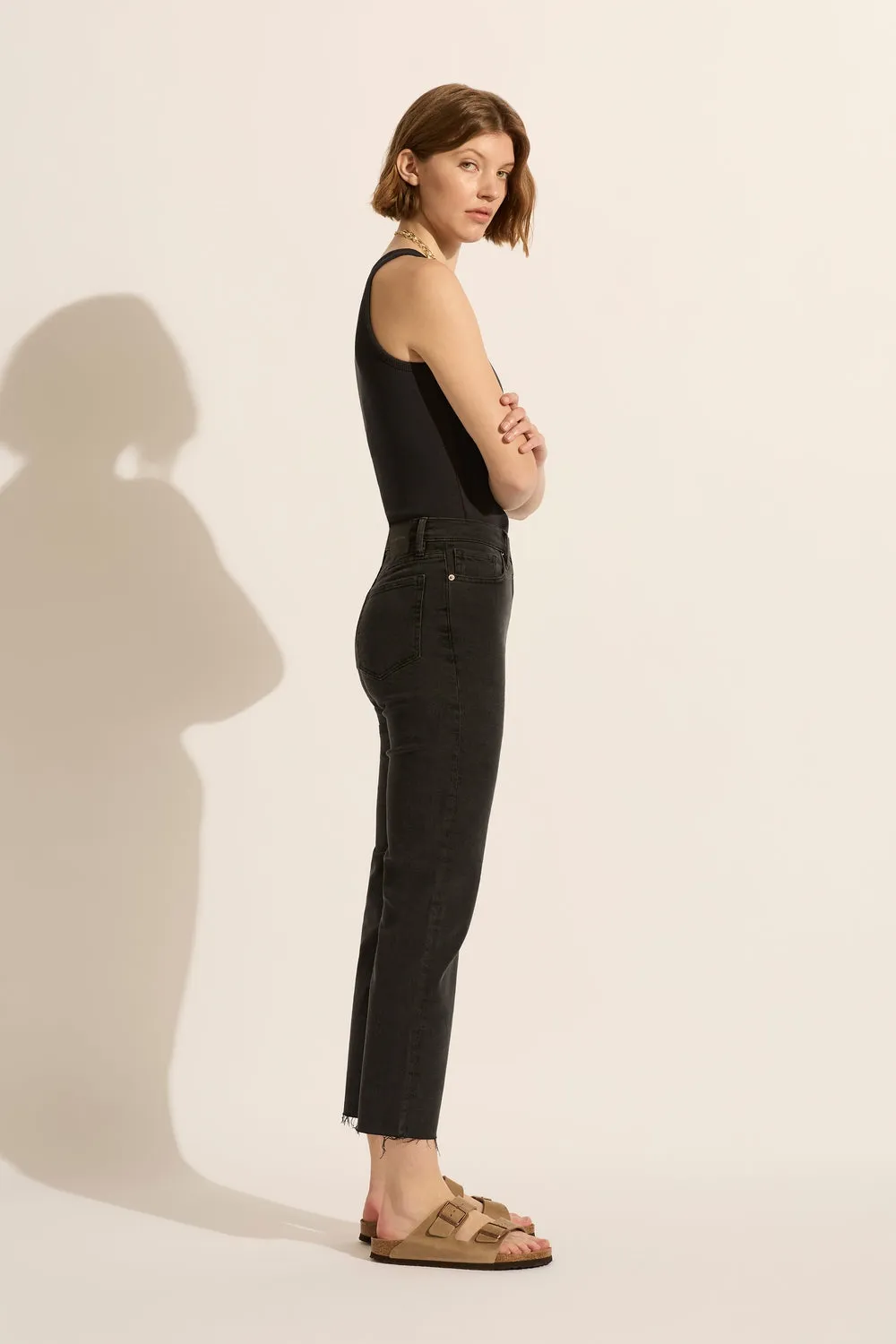 Zoe Crop High Rise Straight Jean - Ink